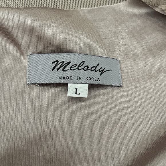 Faux Fur Cropped Bolero Vest Size L Mocha Taupe Sleeveless Rosette Boho NWT - Picture 5 of 8